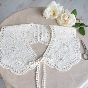 Detachable Women Cream Vintage Collar,Neck Accessory,Bib Collar Necklace,Peter Pan Collar,Detachable Cotton Lace Collar,Fake RemovableCollar
