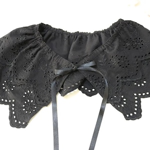 Lace collar Cotton Detachable Collar,Cotton Lace Collar,Ready to sew collar,Black Peterpan Collars ,detachable collar,vintage collar