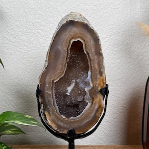 Agate Crystal Geode on custom stand 3lbs .9oz - Brazil