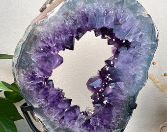Amethyst Crystal Portal with Calcite Inclusions on custom stand 10lbs 9.2oz - Brazil