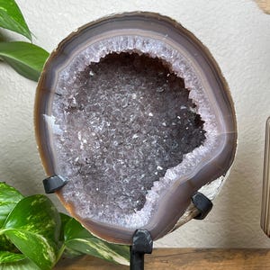Agate Crystal Geode on custom stand 3lbs 3oz - Brazil