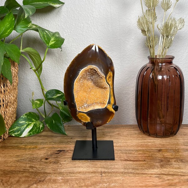 Agate Crystal Geode on custom stand, Home Accents, New Home Gift, Cozy Home Item, Home Decor Gift for Her Gift for Mom, Mothers Day Present