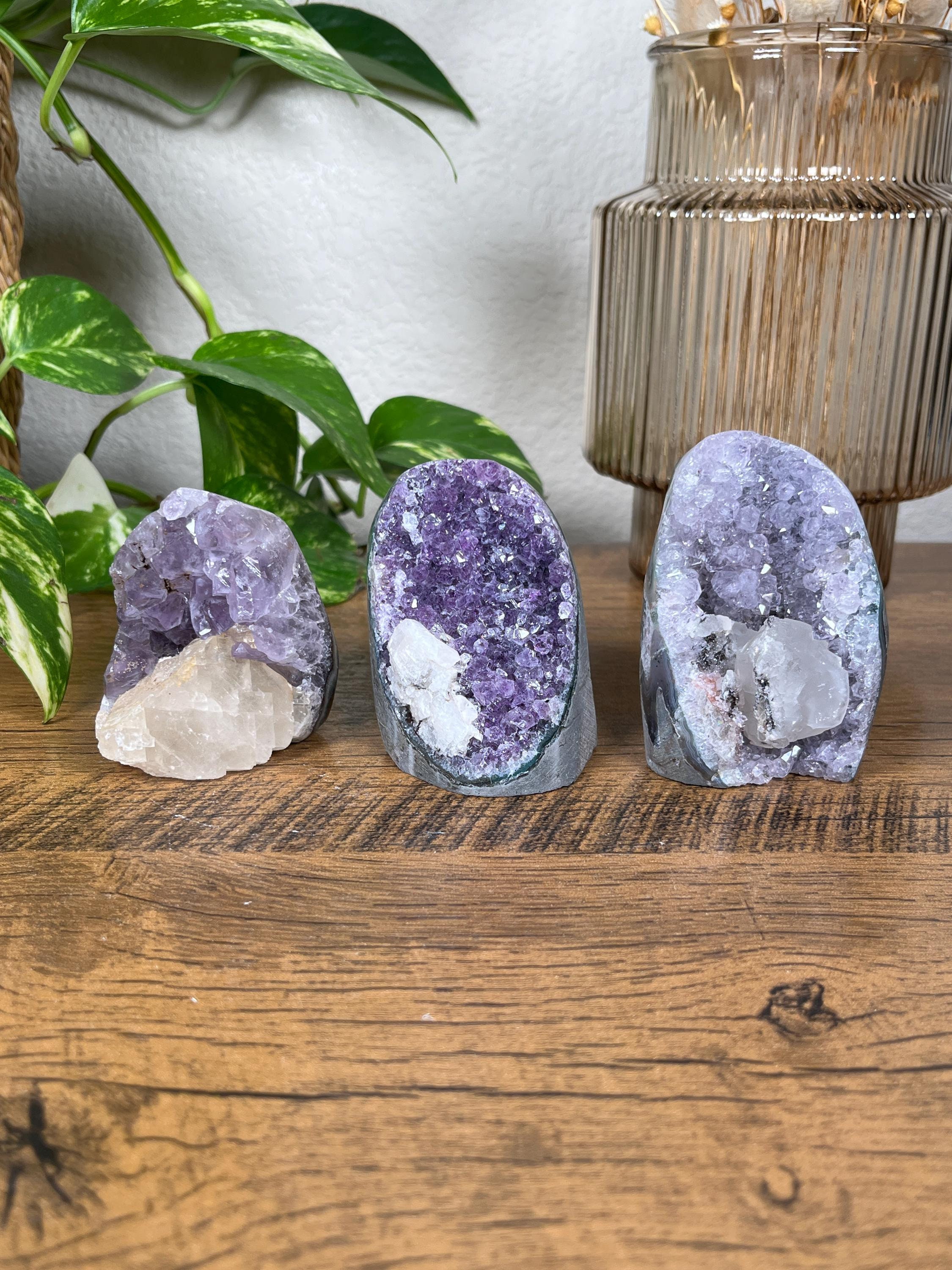 Amethyst Crystal Geode w/Calcite Inclusion - Brazil - SELECT ONE