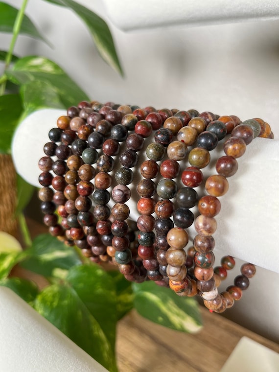 Picasso Jasper Crystal Beaded Bracelet 8mm, Crystal Jewelry