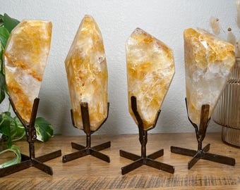 Golden Healer Quartz Crystal free form on custom stand - Brazil - SELECT ONE