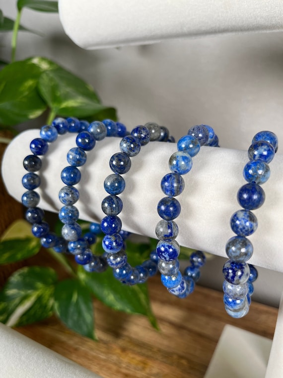 Lapis Lazuli Crystal Beaded Bracelet: 8mm Gemstone Jewelry