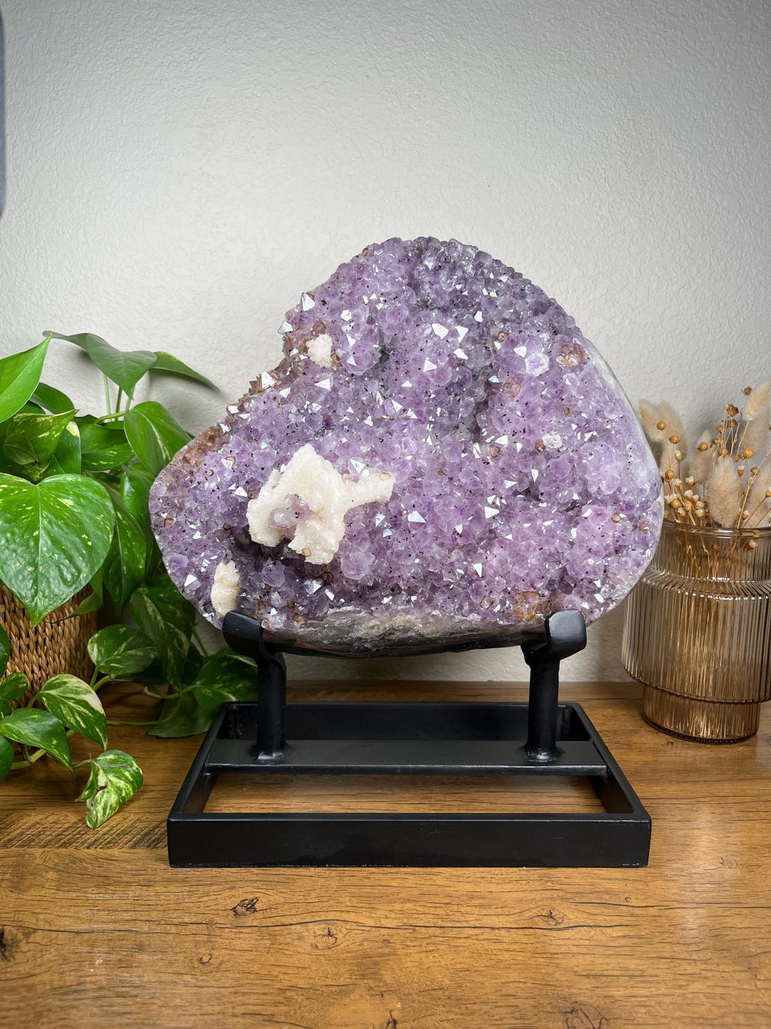 Large Amethyst Crystal Geode W/calcite Inclusions on Custom Stand 31lbs ...