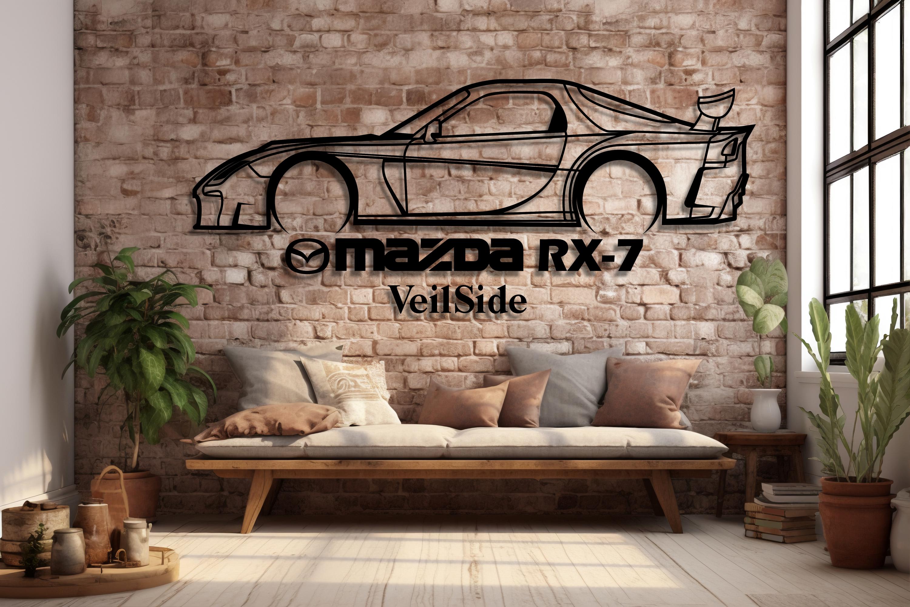 Mazda RX 7 Veiside Tokyo Drift Metal Car Wall Art Decor Vector