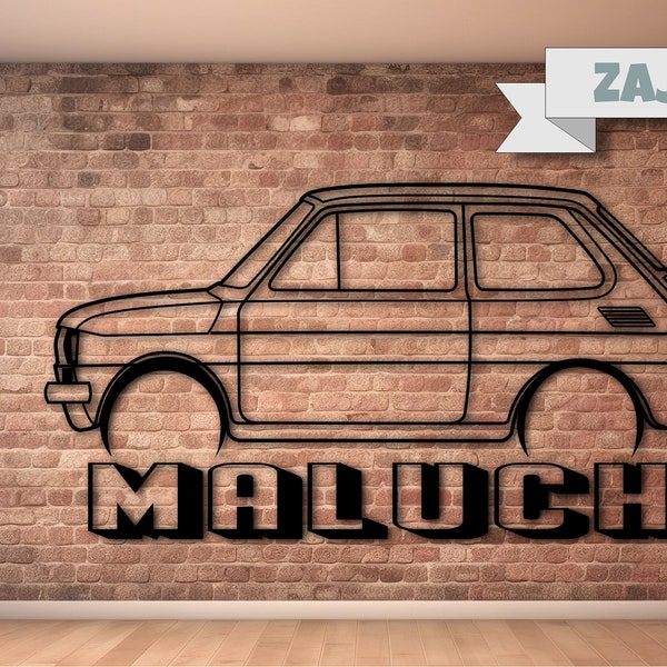 Fiat 126p MALUCH Metal Car Wall art Decor vector file for laser cutting ,Metalic & Wood CNC machine! svg pdf png ai dxf eps