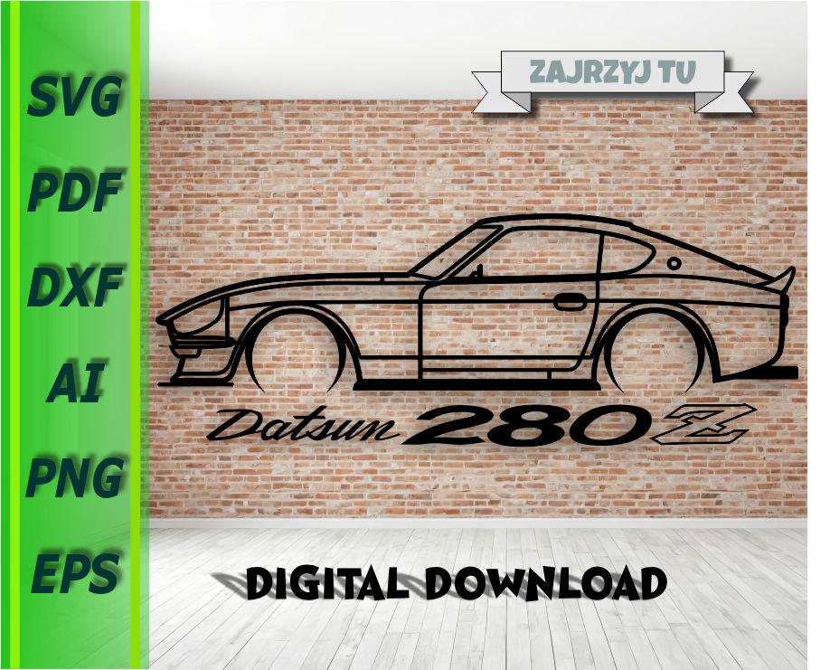 Datsun 280 Z Metal Car Wall, Art Decor Vector File for Laser