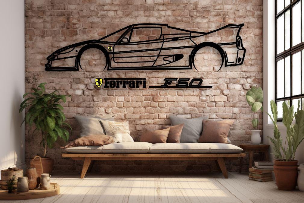 Ferrari F50 Metal Car Wall Art Decor Vector File for Laser Cutting