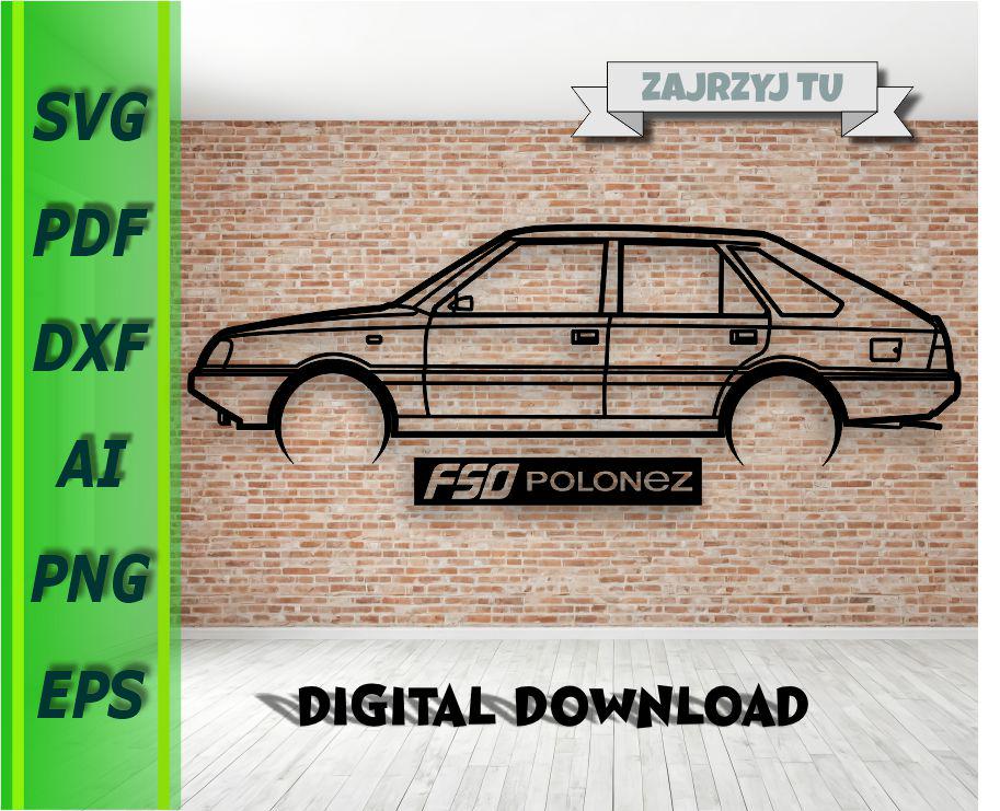 FSO Polonez Caro Metal Car Wall, Art Decor Vector File for Laser ...
