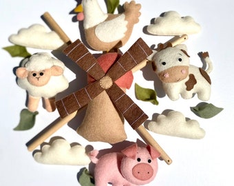 Krippe Baby Mobile Bauernhof Kinderzimmer Mobile Baby-Mobile Krippe Mobile Bauernhof Tier Mobile