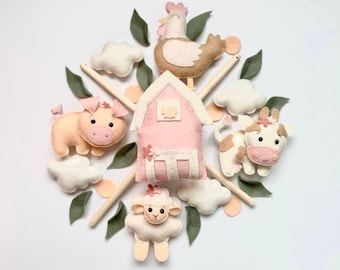 Mädchen Bauernhof Mobile Bauernhof Kinderzimmer Mobile Babymobile Bauernhofmobile Kinderzimmer Krippe Mobile Bauernhoftier Mobile