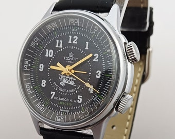 Poljot Aviator Alarm Signal 1-MChZ vintage Soviet Ussr mechanical Wristwatch #350