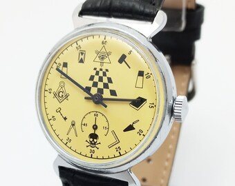 Pobeda Franc-maçonnerie maçonnique vintage soviétique URSS montre-bracelet mécanique #76 g