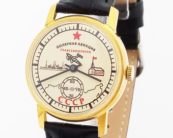 Pobeda Polar Aviation Vintage soviético URSS reloj de pulsera mecánico #30g