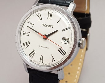 Raro orologio da polso meccanico sovietico Poljot automatico 1-MChZ vintage n. 314