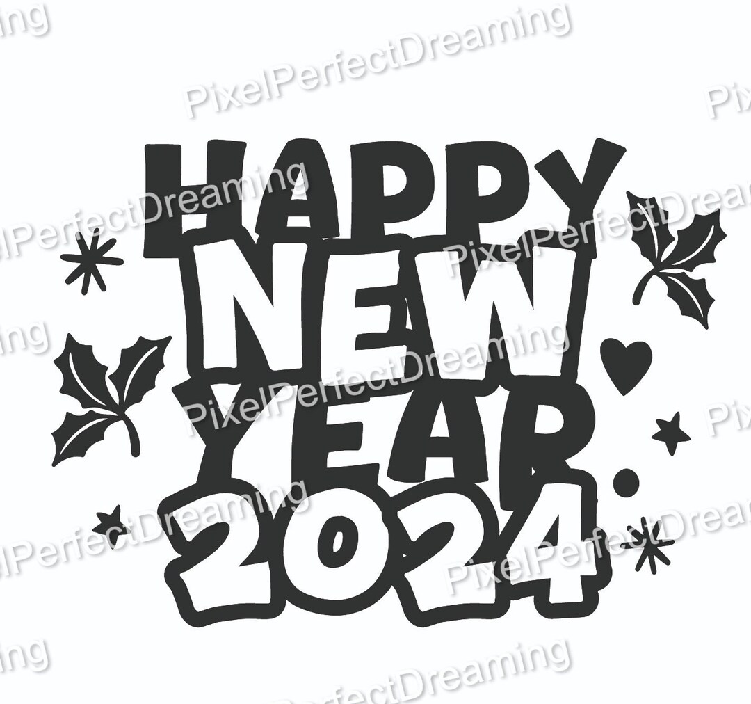 HAPPY New Year 2024 Clipart SVG, Pdf, AI, Eps, Digital Download, Cut