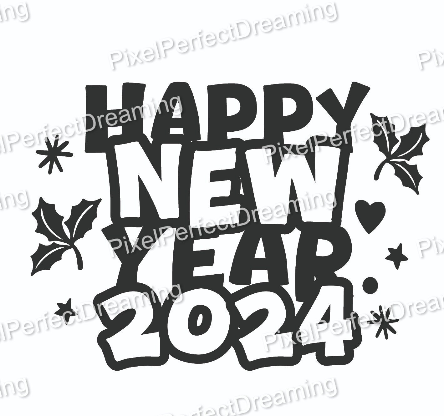 HAPPY New Year 2024 Clipart SVG, Pdf, AI, Eps, Digital Download, Cut