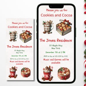 Editable Cookies and Cocoa Invitation Hot Cocoa Party Invite Hot Chocolate  Canva