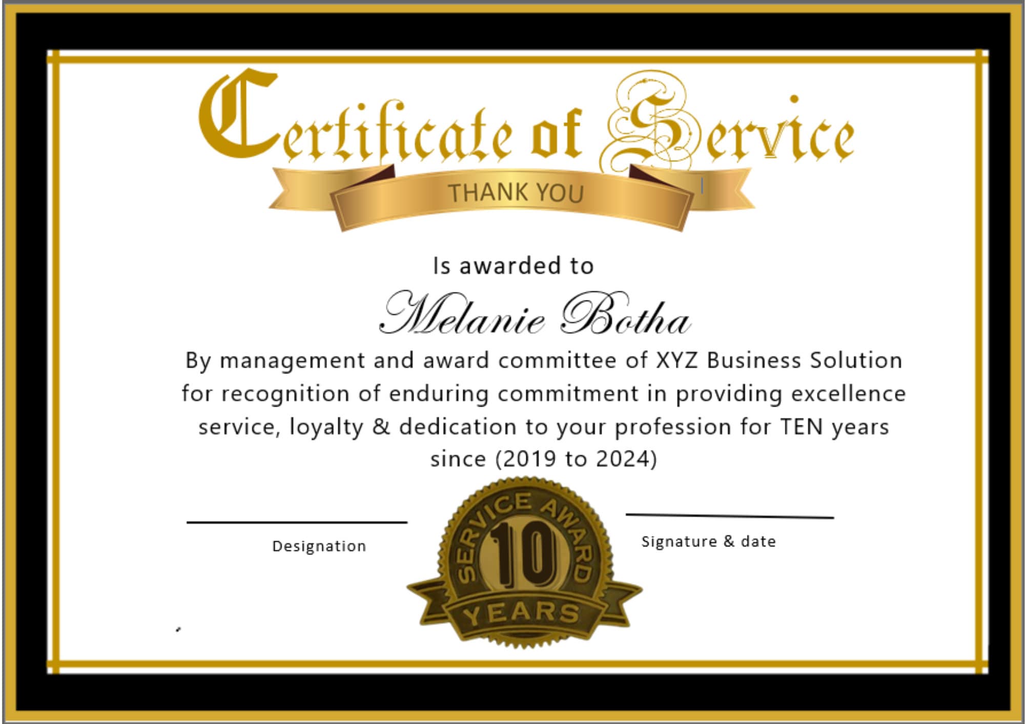 certificate-template-10-years-of-service-etsy