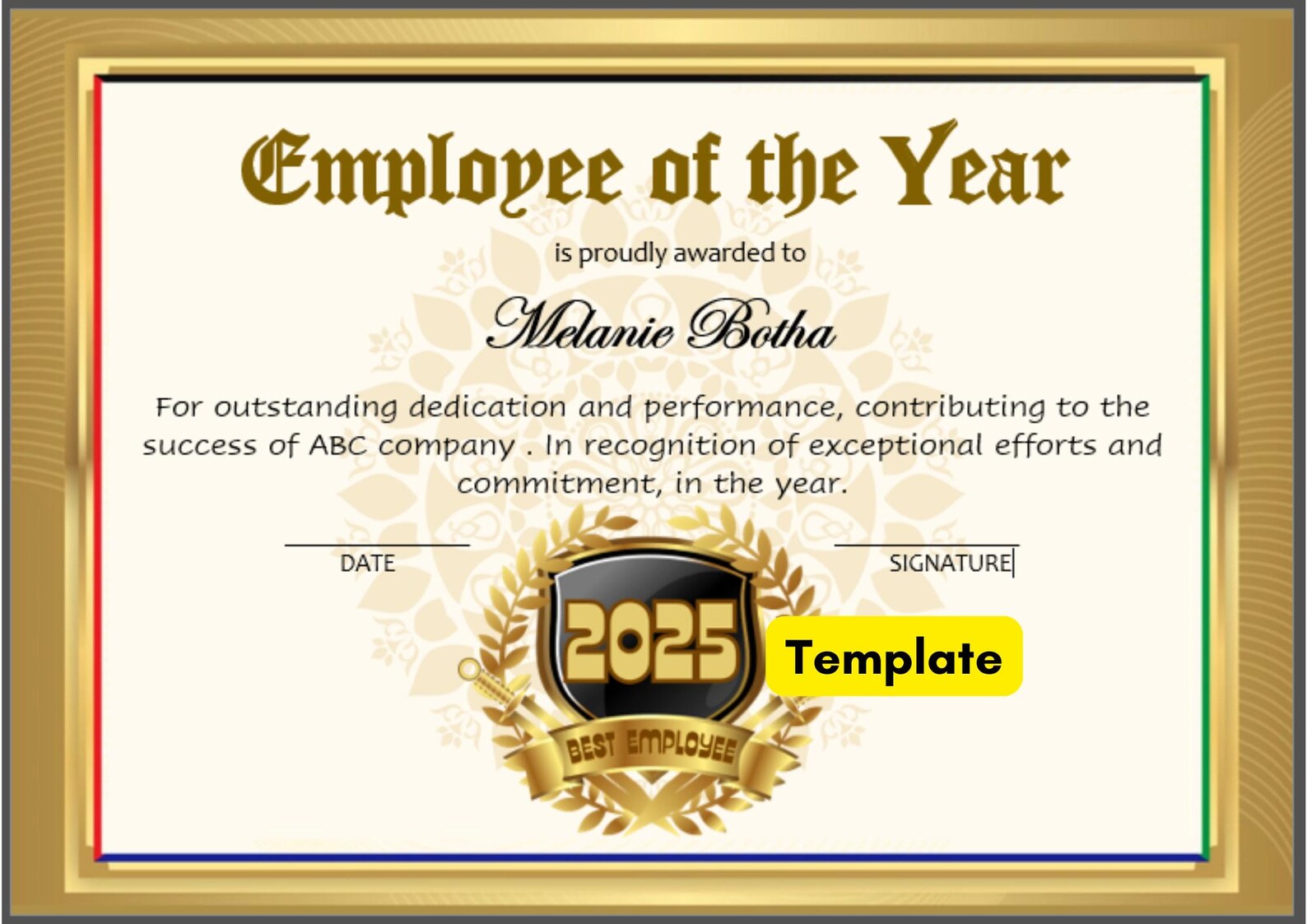 Certificate Template: 25 Years of Service - Etsy UK