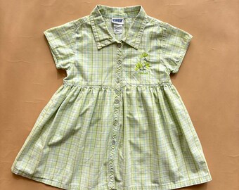 Vintage Oshkosh Shirt summer dress with embroidery 4T