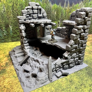 Torre de vigilancia en ruinas de Dark Realms Terreno en miniatura de DnD para Dungeons and Dragons, D&D, D and D, Mordheim, 40k, Pathfinder, juegos de guerra de mesa