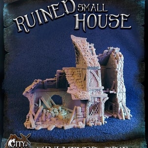 Ruined Small House City of Tarok by Black Scrolls Games DnD Miniature Terrain for Dungeons and Dragons, D&D, Mordheim, 40k, Pathfinder