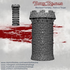Harbour Watch Tower by Dark Realms DnD Miniature Terrain for Dungeons and Dragons, D&D, D and D, Mordheim, 40k, Pathfinder, wargaming