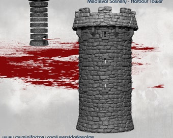 Harbour Watch Tower, 3D Printed Miniature Terrain, DnD Dark Realms