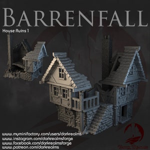 Barrenfall House 1 Ruins DnD Miniature Terrain for Dungeons and Dragons, D&D, D and D, Mordheim, 40k, Pathfinder, Tabletop wargaming