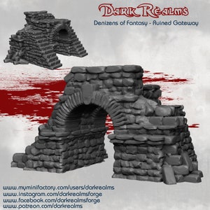 Ruined Gateway by Dark Realms DnD Miniature Terrain for Dungeons and Dragons, D&D, D and D, Mordheim, 40k, Pathfinder, Tabletop wargaming