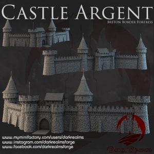 Castle Gate and Walls by Dark Realms DnD Miniature Terrain for Dungeons and Dragons, D&D, D and D, Mordheim, 40k, Pathfinder, Tabletop