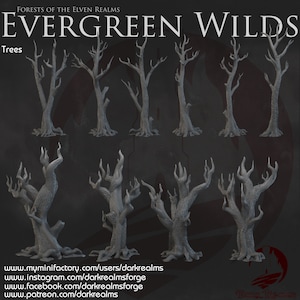Árvores da Dark Realms DnD Terreno em miniatura para Dungeons and Dragons, D&D, D&D, Mordheim, 40k, Pathfinder, jogos de guerra de mesa
