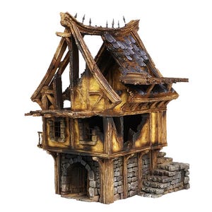 Ruined Medieval House F By My Dungeon Games DnD Miniature Terrain for Dungeons and Dragons, D&D, Mordheim, 40k, Pathfinder