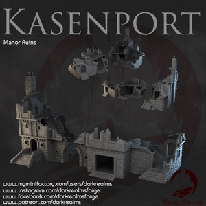 Kasenport Manor Ruins DnD Miniature Terrain for Dungeons and Dragons, D&D, D and D, Mordheim, 40k, Pathfinder, Tabletop wargaming