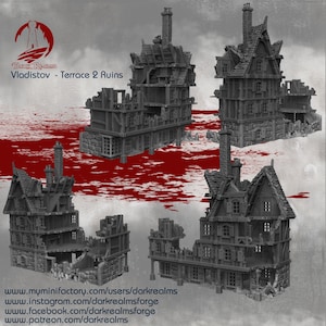 Vladistov Ruined Terrace 2 by Dark Realms DnD Miniature Terrain for Dungeons and Dragons, D&D, D and D, Mordheim, 40k, Pathfinder, Tabletop