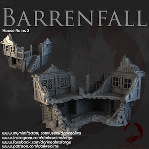Barrenfall House 2 Ruins DnD Miniature Terrain for Dungeons and Dragons, D&D, D and D, Mordheim, 40k, Pathfinder, Tabletop wargaming