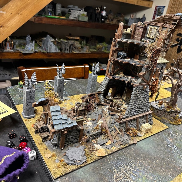 Rovine della Torre Barrenfall di Dark Realms Terreno in miniatura per Dungeons and Dragons, D&D, D e D, Mordheim, 40k, Pathfinder, da tavolo