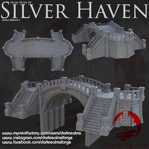 Elven Bridge 1 Silver Haven by Dark Realms DnD Miniature Terrain for Dungeons and Dragons, D and D, Mordheim, Pathfinder Tabletop wargaming