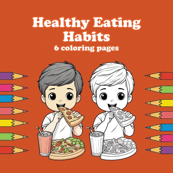 Proper eating habits, Healthy food for kids, Fast food digital coloring book, Delicious Italian food, Food coloring pages