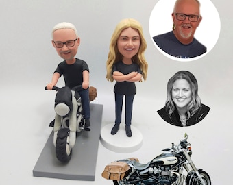 Custom Motorcycle Couple Bobblehead Figurine with Rider and Partner for Personalized Gift Keepsake