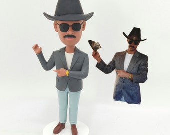 Custom Cowboy Style Man Bobblehead Wearing Hat and Sunglasses for Personalized Gift and Keepsake