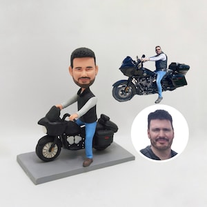 Custom Bobblehead on Motorcycle, Custom Racing Motorcycle Bobblehead, Personalized Moto Bobblehead For Father, Motorcycle Rider Bobblehead