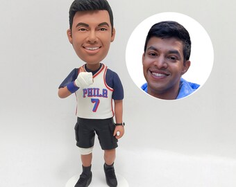 Custom Basketball Style Bobblehead with Jersey Number Seven and Confident Pose Sports Keepsake