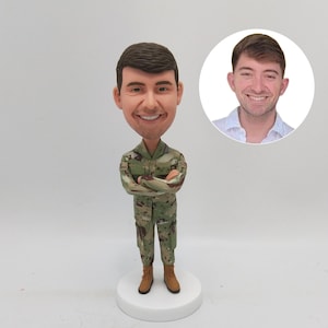 Personalized custom bobbleheads in camouflage, customize your own 3D statue, custom officer bobbleheads,unique gifts for military boyfriends