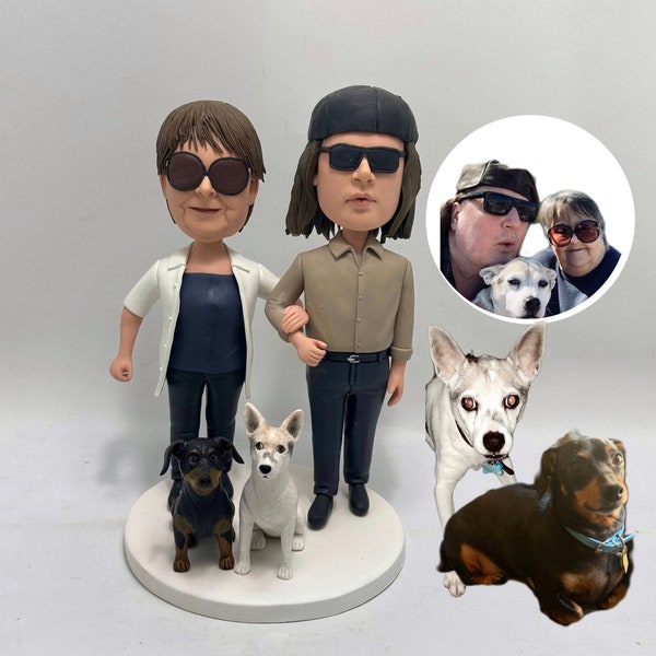 Customised parent bobblehead,30th anniversary gift for parents, customised couple bobblehead, anniversary gift for couples,human and pet art