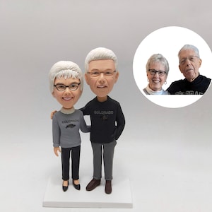 Custom Bobblehead for Parents 50th Anniversary, Personalized Grandparents Golden Love Figurine